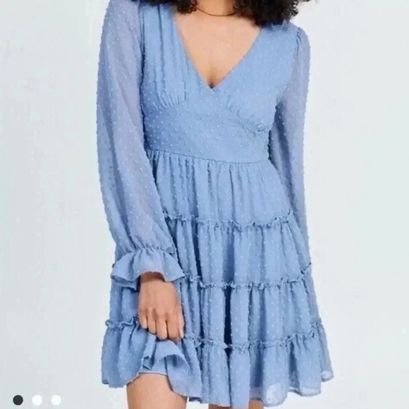 Altar’d State Eliza Dress French Blue Swiss Dot Women’s Size Small Ruffles - Picture 10 of 10